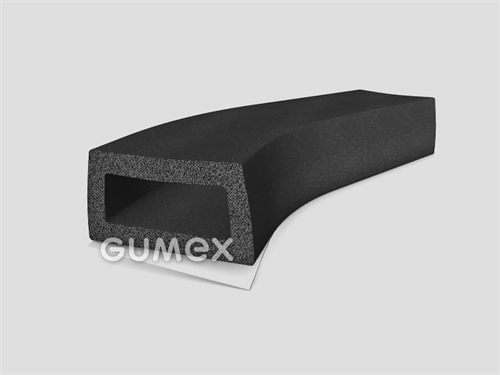 Selbstklebendes mikroporöses Profil "SCHLEPPE", 11x20mm, 2-Ströme, Dichte 500kg/m3, EPDM, schwarz, 